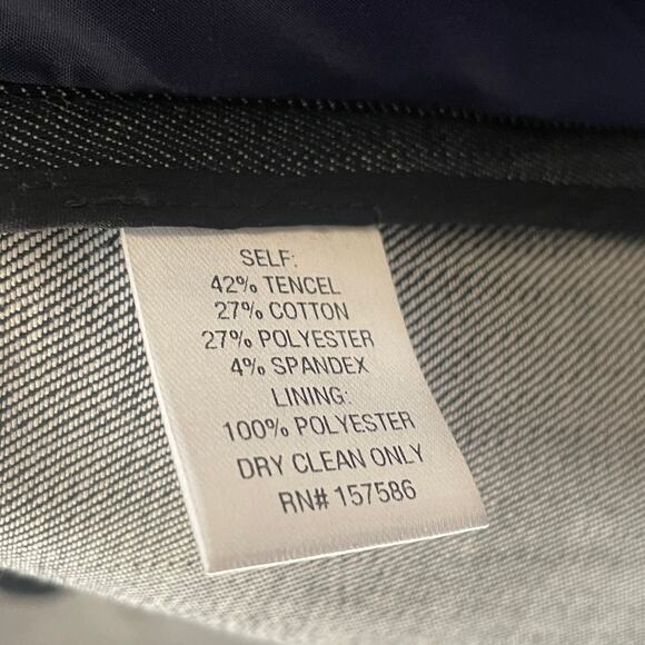 Curete Chambray Womens Blazer Indigo Blue Classic Tailored Tencel Asymmetric - Picture 6 of 7